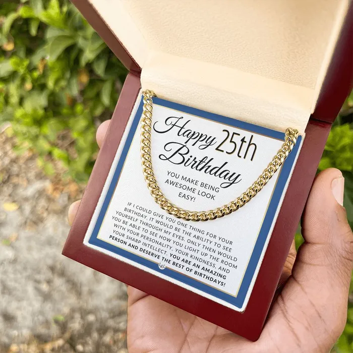 ShineOn Fulfillment Necklaces 25th Birthday Gift For Him Chain Necklace For 25 Year Old Mans Birthday Great Birthday Gift For Men Jewelry For Guys