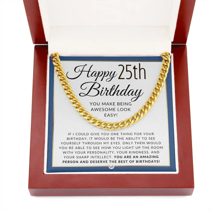 ShineOn Fulfillment Necklaces 25th Birthday Gift For Him Chain Necklace For 25 Year Old Mans Birthday Great Birthday Gift For Men Jewelry For Guys