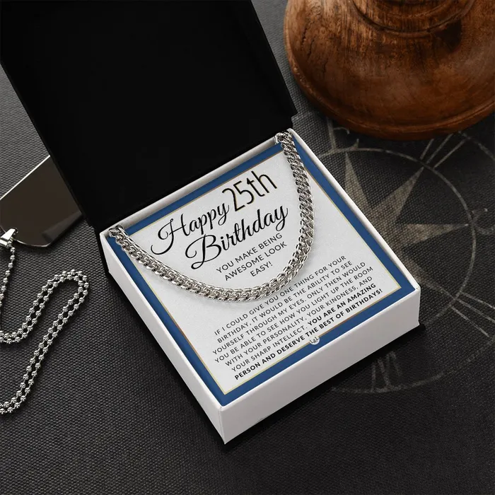 ShineOn Fulfillment Necklaces 25th Birthday Gift For Him Chain Necklace For 25 Year Old Mans Birthday Great Birthday Gift For Men Jewelry For Guys