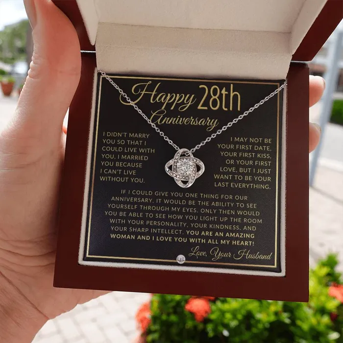 ShineOn Fulfillment Necklaces 28th Anniversary Gift For Wife Beautiful Womens Pendant Necklace Heartfelt Anniversary Message