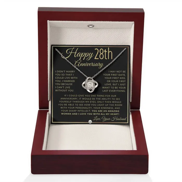 ShineOn Fulfillment Necklaces 28th Anniversary Gift For Wife Beautiful Womens Pendant Necklace Heartfelt Anniversary Message