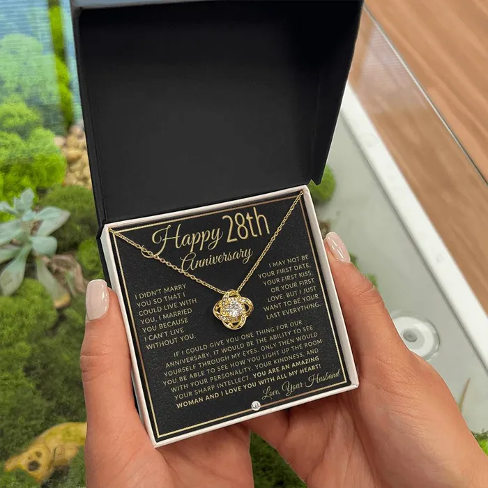 ShineOn Fulfillment Necklaces 28th Anniversary Gift For Wife Beautiful Womens Pendant Necklace Heartfelt Anniversary Message