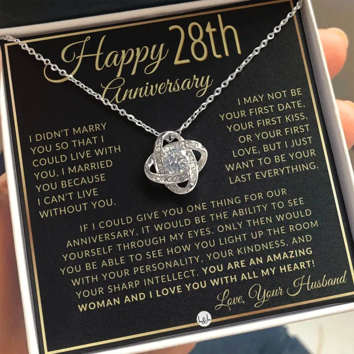 ShineOn Fulfillment Necklaces 28th Anniversary Gift For Wife Beautiful Womens Pendant Necklace Heartfelt Anniversary Message