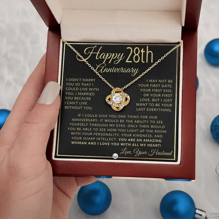 ShineOn Fulfillment Necklaces 28th Anniversary Gift For Wife Beautiful Womens Pendant Necklace Heartfelt Anniversary Message