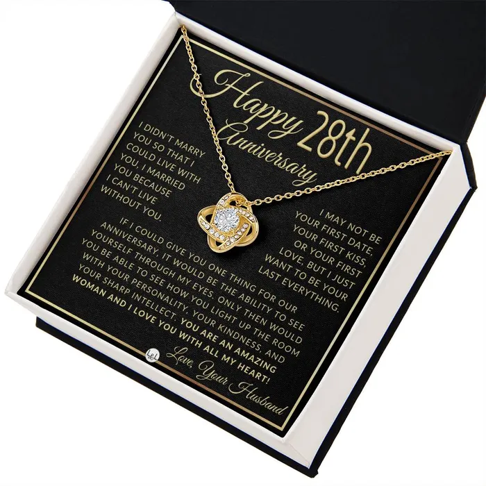 ShineOn Fulfillment Necklaces 28th Anniversary Gift For Wife Beautiful Womens Pendant Necklace Heartfelt Anniversary Message