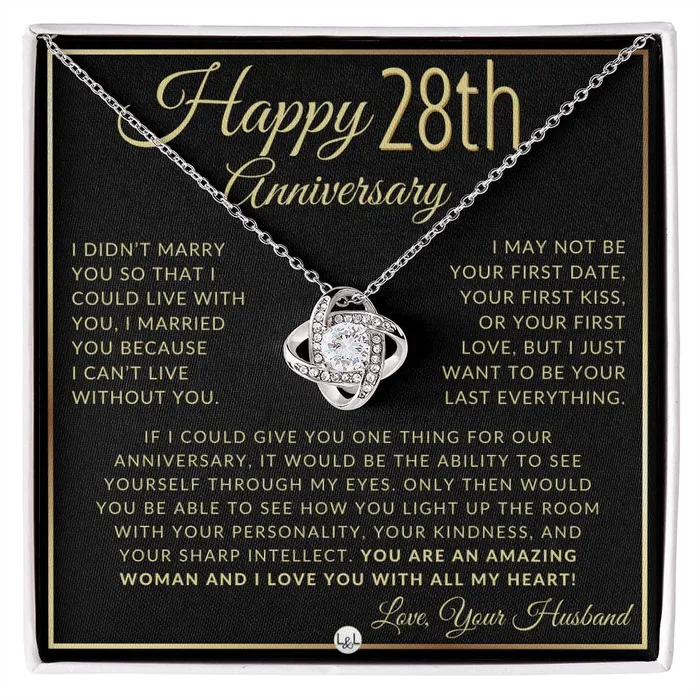 ShineOn Fulfillment Necklaces 28th Anniversary Gift For Wife Beautiful Womens Pendant Necklace Heartfelt Anniversary Message