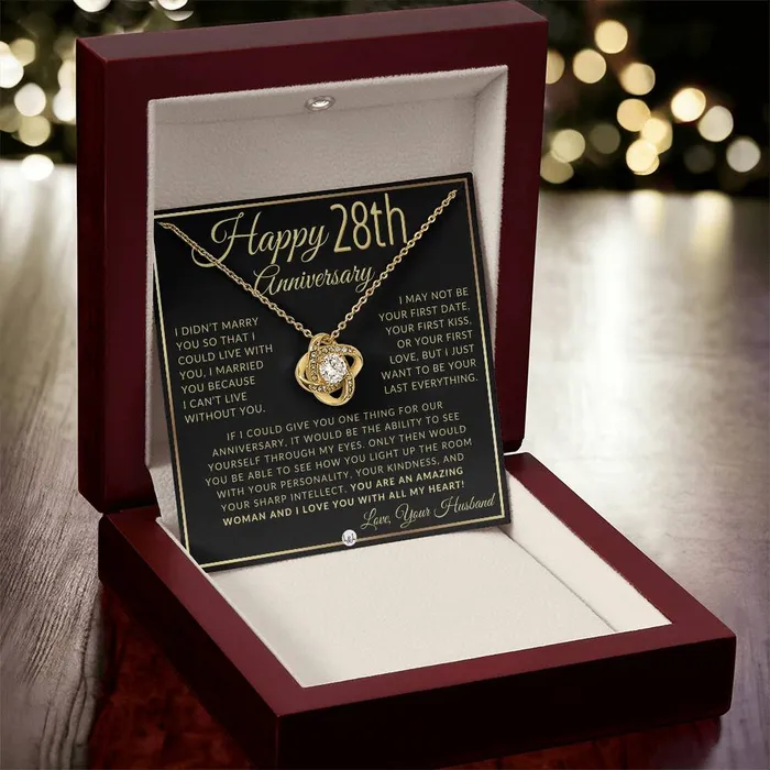 ShineOn Fulfillment Necklaces 28th Anniversary Gift For Wife Beautiful Womens Pendant Necklace Heartfelt Anniversary Message