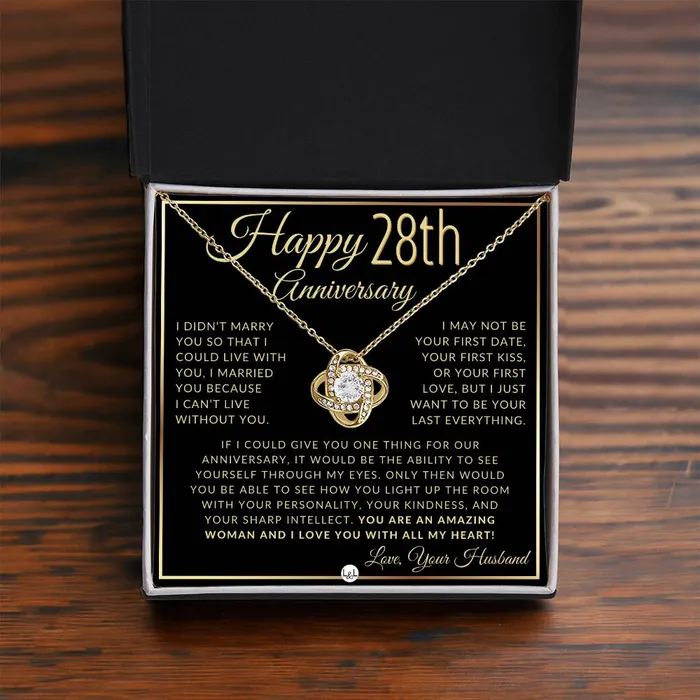 ShineOn Fulfillment Necklaces 28th Anniversary Gift For Wife Beautiful Womens Pendant Necklace Heartfelt Anniversary Message