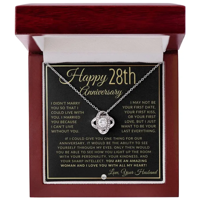 ShineOn Fulfillment Necklaces 28th Anniversary Gift For Wife Beautiful Womens Pendant Necklace Heartfelt Anniversary Message