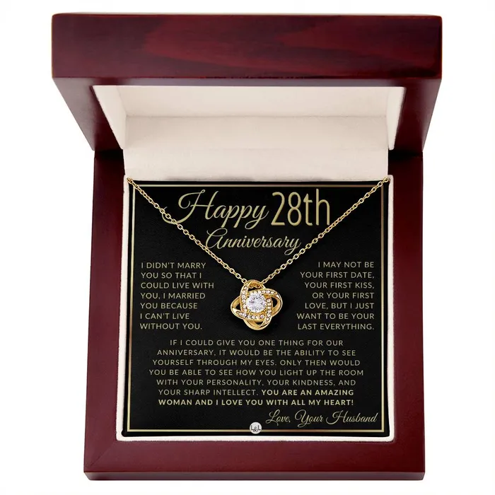 ShineOn Fulfillment Necklaces 28th Anniversary Gift For Wife Beautiful Womens Pendant Necklace Heartfelt Anniversary Message