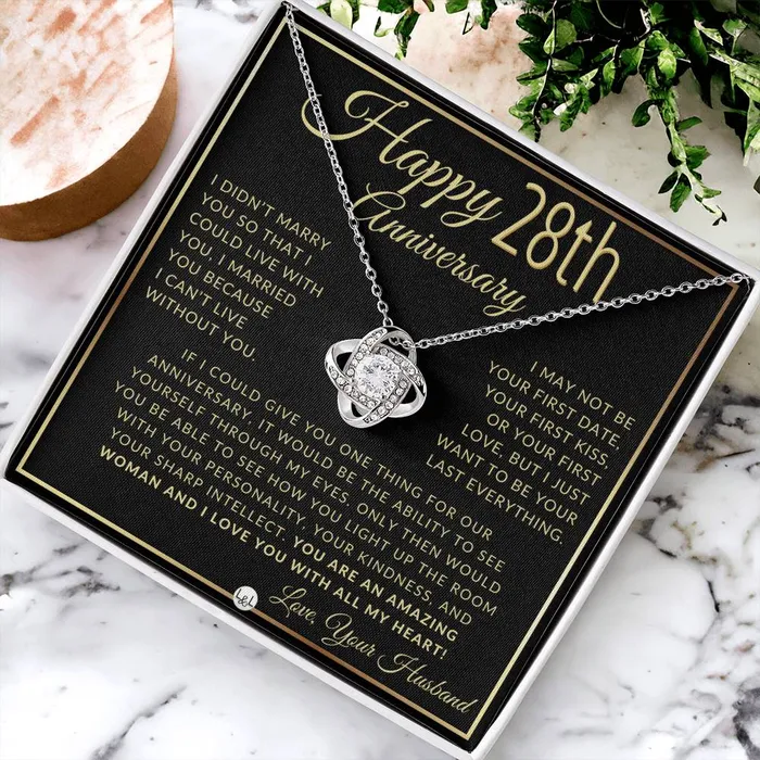 ShineOn Fulfillment Necklaces 28th Anniversary Gift For Wife Beautiful Womens Pendant Necklace Heartfelt Anniversary Message