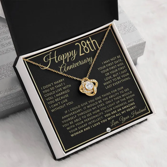 ShineOn Fulfillment Necklaces 28th Anniversary Gift For Wife Beautiful Womens Pendant Necklace Heartfelt Anniversary Message