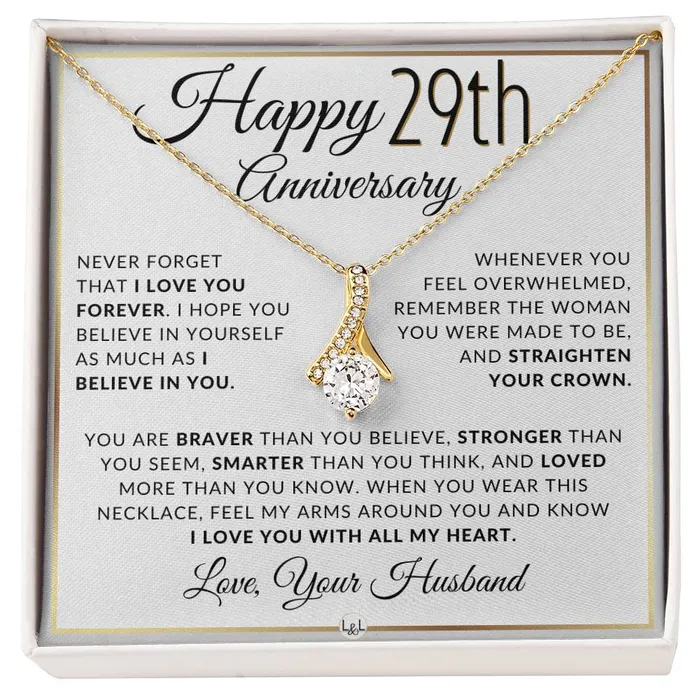 ShineOn Fulfillment Necklaces 29th Anniversary Gift For Wife Anniversary Gift Idea For Your Wife Drop Pendant Necklace Heartfelt Anniversary Message ShineOn Fulfillment Necklaces 29th Anniversary Gift For Wife Anniversary Gift Idea For Your Wife Drop Pendant Necklace Heartfelt Anniversary Message