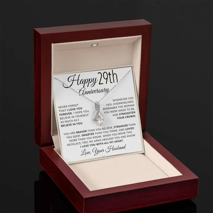 ShineOn Fulfillment Necklaces 29th Anniversary Gift For Wife Anniversary Gift Idea For Your Wife Drop Pendant Necklace Heartfelt Anniversary Message