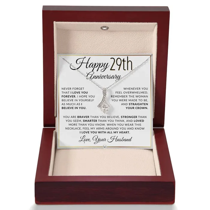 ShineOn Fulfillment Necklaces 29th Anniversary Gift For Wife Anniversary Gift Idea For Your Wife Drop Pendant Necklace Heartfelt Anniversary Message