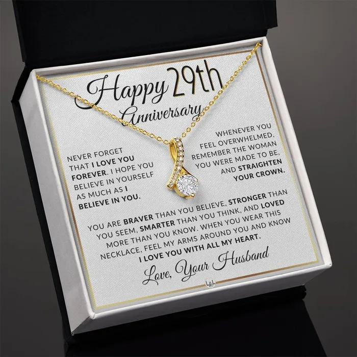 ShineOn Fulfillment Necklaces 29th Anniversary Gift For Wife Anniversary Gift Idea For Your Wife Drop Pendant Necklace Heartfelt Anniversary Message