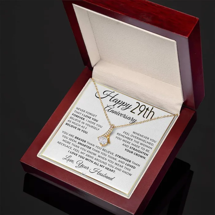 ShineOn Fulfillment Necklaces 29th Anniversary Gift For Wife Anniversary Gift Idea For Your Wife Drop Pendant Necklace Heartfelt Anniversary Message