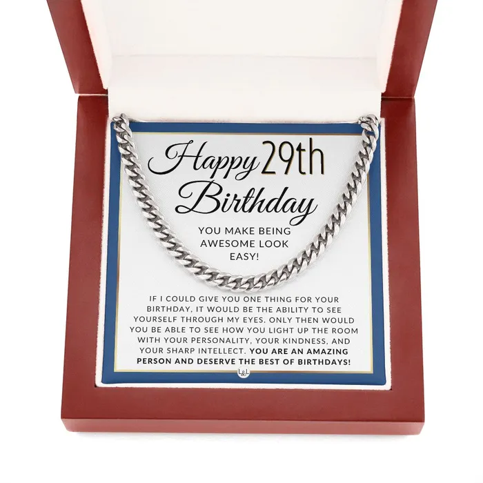 ShineOn Fulfillment Necklaces 29th Birthday Gift For Him Chain Necklace For 29 Year Old Mans Birthday Great Birthday Gift For Men Jewelry For Guys