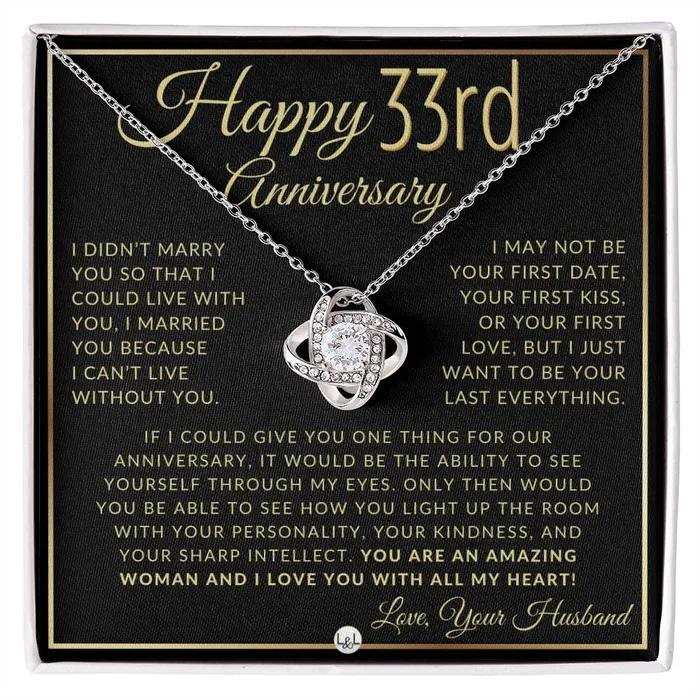 ShineOn Fulfillment Necklaces 33rd Anniversary Gift For Wife Beautiful Womens Pendant Necklace Heartfelt Anniversary Message