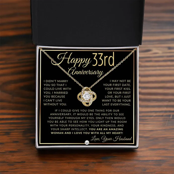 ShineOn Fulfillment Necklaces 33rd Anniversary Gift For Wife Beautiful Womens Pendant Necklace Heartfelt Anniversary Message