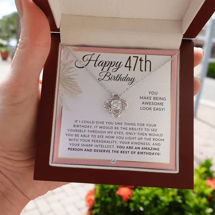 ShineOn Fulfillment Necklaces 47th Birthday Gift For Her Necklace For 47 Year Old Birthday Beautiful Womens Pendant Sentimental Birthday Message
