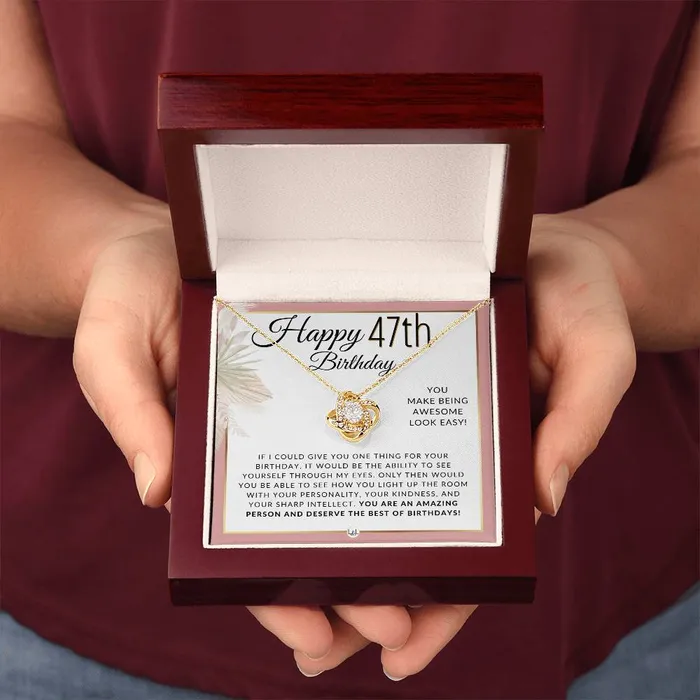 ShineOn Fulfillment Necklaces 47th Birthday Gift For Her Necklace For 47 Year Old Birthday Beautiful Womens Pendant Sentimental Birthday Message