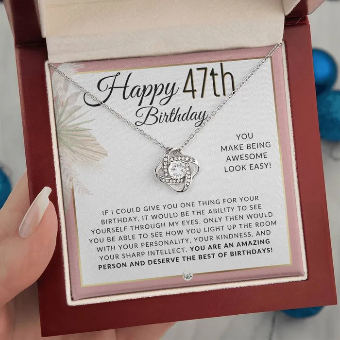 ShineOn Fulfillment Necklaces 47th Birthday Gift For Her Necklace For 47 Year Old Birthday Beautiful Womens Pendant Sentimental Birthday Message