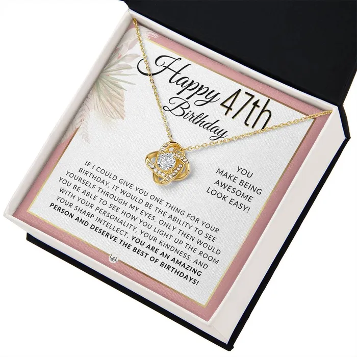 ShineOn Fulfillment Necklaces 47th Birthday Gift For Her Necklace For 47 Year Old Birthday Beautiful Womens Pendant Sentimental Birthday Message