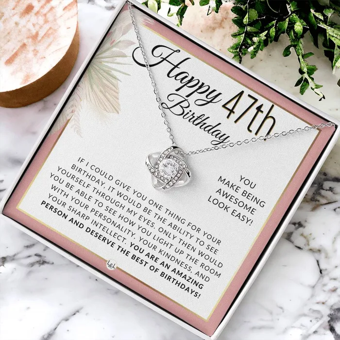 ShineOn Fulfillment Necklaces 47th Birthday Gift For Her Necklace For 47 Year Old Birthday Beautiful Womens Pendant Sentimental Birthday Message