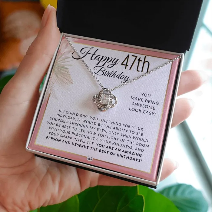 ShineOn Fulfillment Necklaces 47th Birthday Gift For Her Necklace For 47 Year Old Birthday Beautiful Womens Pendant Sentimental Birthday Message