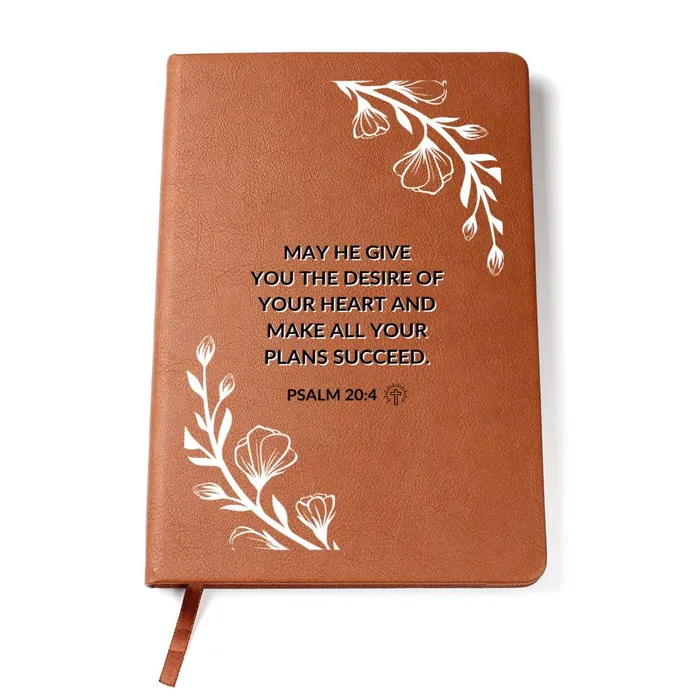 ShineOn Fulfillment Necklaces Christian Notebook The Desires Of Your Heart Psalm 204 Inspirational Leather Journal Encouragement Birthday or Christmas Gift