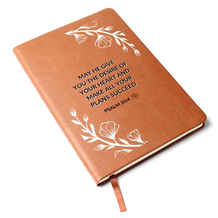 ShineOn Fulfillment Necklaces Christian Notebook The Desires Of Your Heart Psalm 204 Inspirational Leather Journal Encouragement Birthday or Christmas Gift