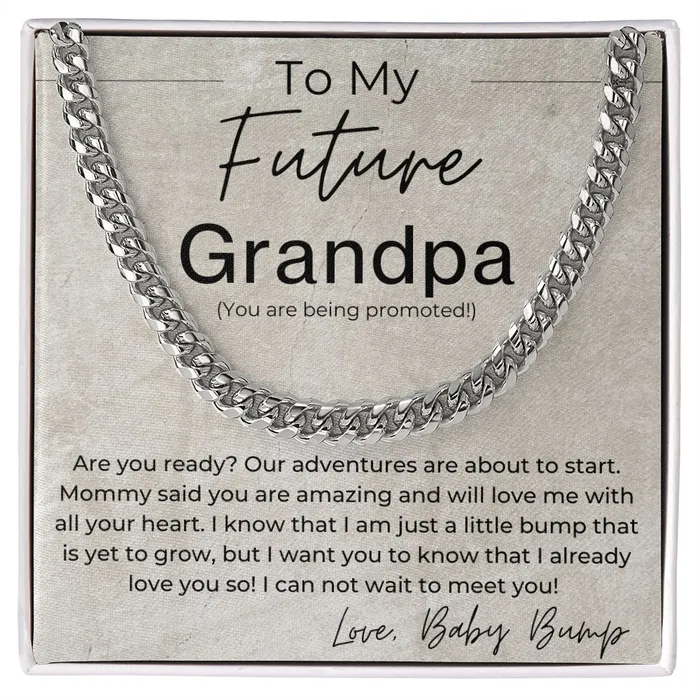 ShineOn Fulfillment Necklaces Congrats You Are Being Promoted Gift for Future Grandpa Pregnancy Announcement Linked Chain Necklace