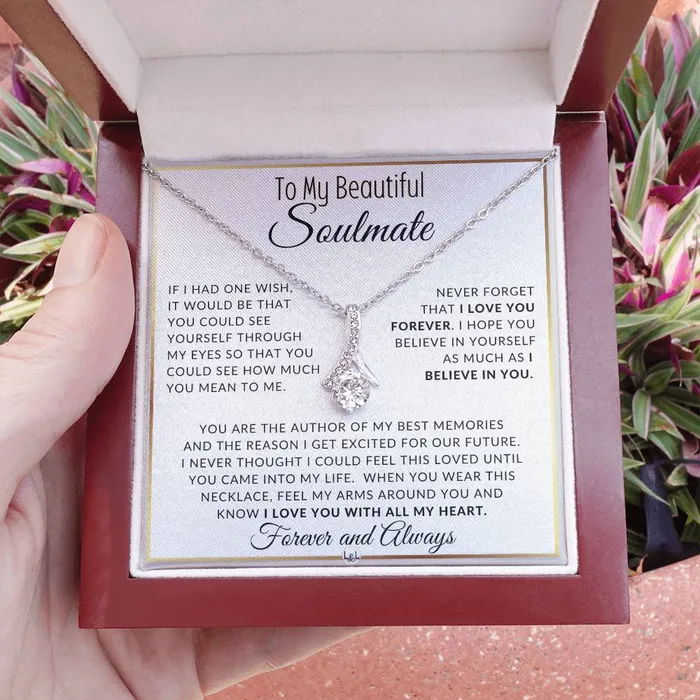 ShineOn Fulfillment Necklaces Gift For Her I Love You Forever Gift Idea For Your Soulmate Drop Pendant Necklace Heartfelt Message