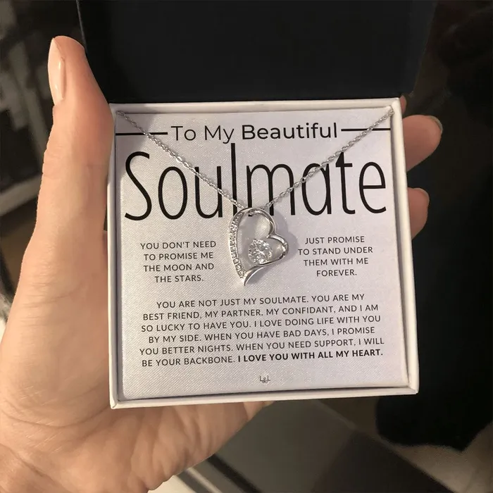 ShineOn Fulfillment Necklaces My Soulmate Life With You Thinking of You Sentimental and Romantic Gift for Her Soulmate Necklace Christmas Valentines Birthday or Anniversary Gifts