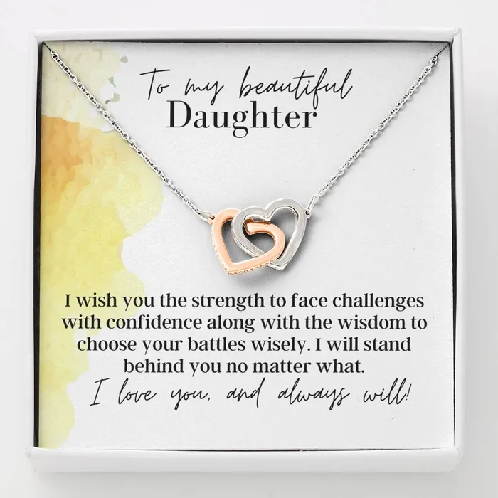 ShineOn Fulfillment Necklaces To My Beautiful Daughter With Love Interlocking Hearts Pendant Necklace ShineOn Fulfillment Necklaces To My Beautiful Daughter With Love Interlocking Hearts Pendant Necklace