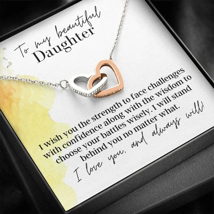 ShineOn Fulfillment Necklaces To My Beautiful Daughter With Love Interlocking Hearts Pendant Necklace