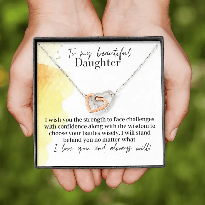 ShineOn Fulfillment Necklaces To My Beautiful Daughter With Love Interlocking Hearts Pendant Necklace