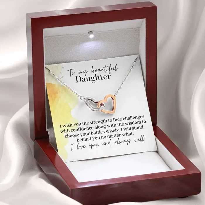ShineOn Fulfillment Necklaces To My Beautiful Daughter With Love Interlocking Hearts Pendant Necklace