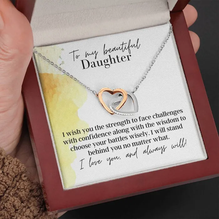 ShineOn Fulfillment Necklaces To My Beautiful Daughter With Love Interlocking Hearts Pendant Necklace