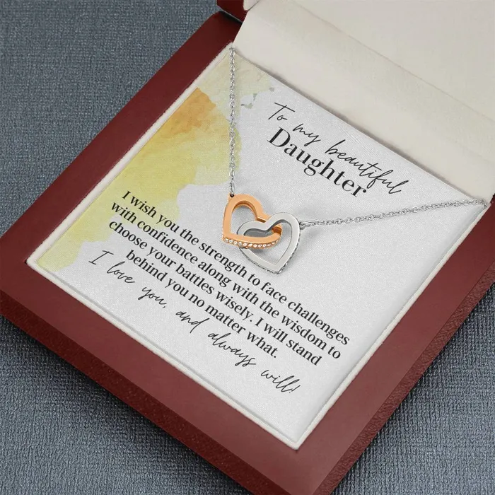 ShineOn Fulfillment Necklaces To My Beautiful Daughter With Love Interlocking Hearts Pendant Necklace