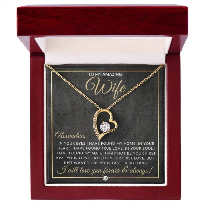 ShineOn Fulfillment Necklaces Unique Gift For Wife with Personalization Open Heart Pendant Necklace Great Christmas Birthday or Anniversary Present