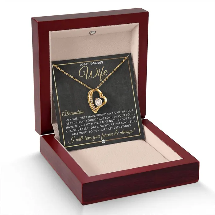 ShineOn Fulfillment Necklaces Unique Gift For Wife with Personalization Open Heart Pendant Necklace Great Christmas Birthday or Anniversary Present