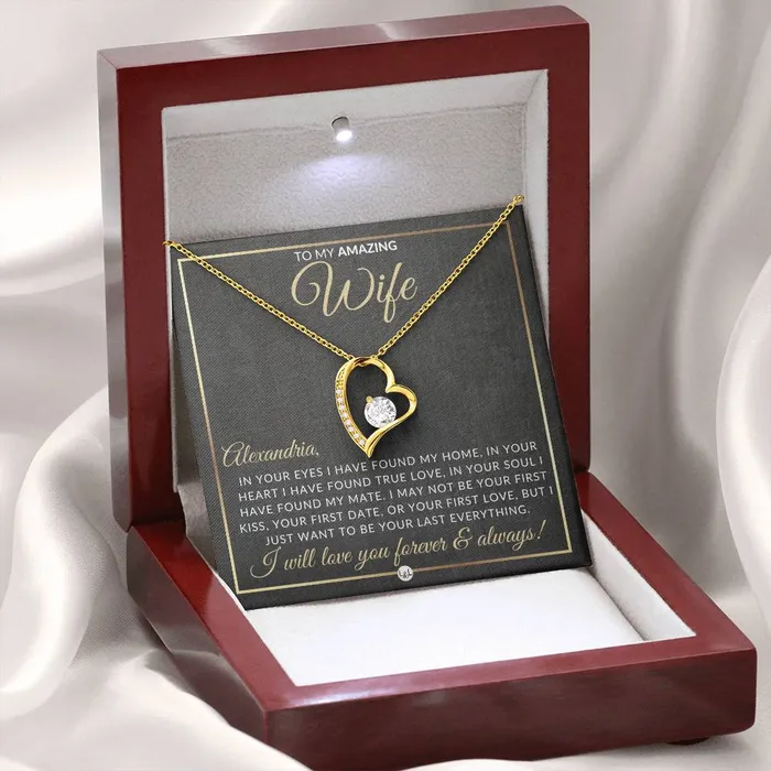 ShineOn Fulfillment Necklaces Unique Gift For Wife with Personalization Open Heart Pendant Necklace Great Christmas Birthday or Anniversary Present