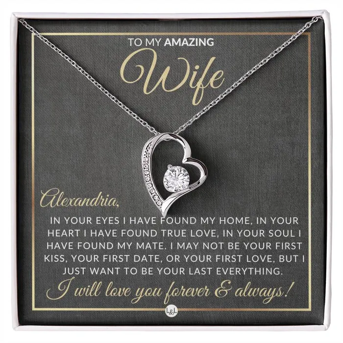 ShineOn Fulfillment Necklaces Unique Gift For Wife with Personalization Open Heart Pendant Necklace Great Christmas Birthday or Anniversary Present