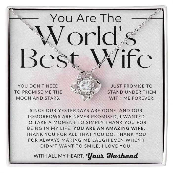 ShineOn Fulfillment Worlds Best Wife To My Wife Necklace From Husband Christmas Gifts Birthday Present Wedding Anniversary Gift Valentines Day Necklaces