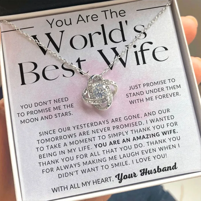 ShineOn Fulfillment Worlds Best Wife To My Wife Necklace From Husband Christmas Gifts Birthday Present Wedding Anniversary Gift Valentines Day Necklaces