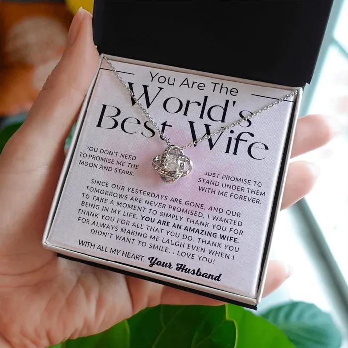 ShineOn Fulfillment Worlds Best Wife To My Wife Necklace From Husband Christmas Gifts Birthday Present Wedding Anniversary Gift Valentines Day Necklaces