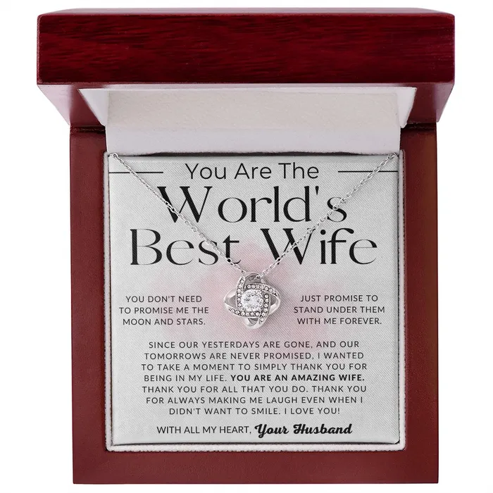 ShineOn Fulfillment Worlds Best Wife To My Wife Necklace From Husband Christmas Gifts Birthday Present Wedding Anniversary Gift Valentines Day Necklaces