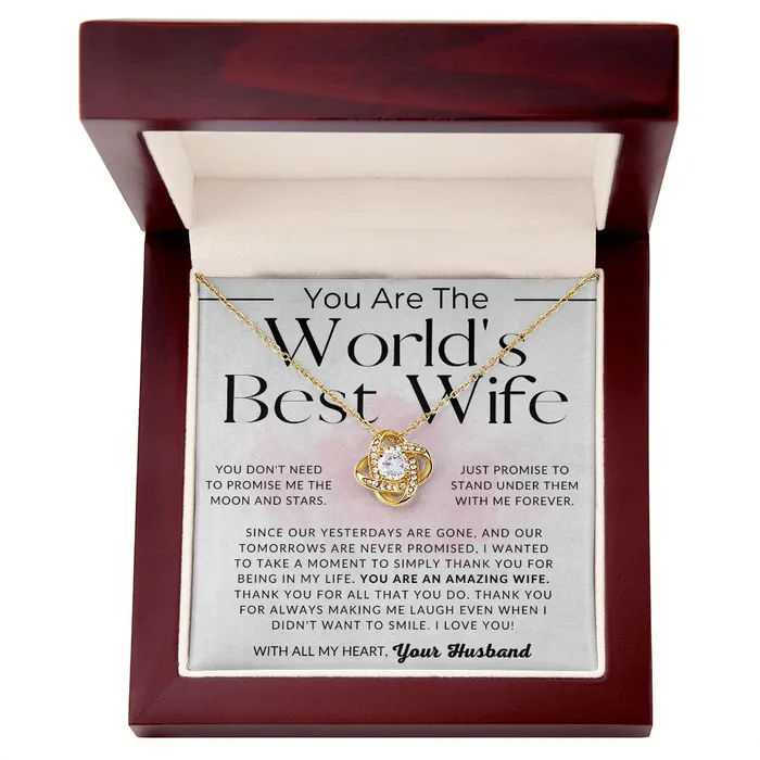 ShineOn Fulfillment Worlds Best Wife To My Wife Necklace From Husband Christmas Gifts Birthday Present Wedding Anniversary Gift Valentines Day Necklaces